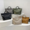 Black white Checkered Glossy PU Leather Tote Bag - Damesmode Afbeelding 2 - Foto 2