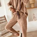 Pergament-Leopard-Kordelzugpullover und High-Waist-Hosen-Cordanzug - Foto 4