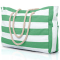Light Blue Striped Waterproof Canvas Large Capacity Tote Bag - Foto 3