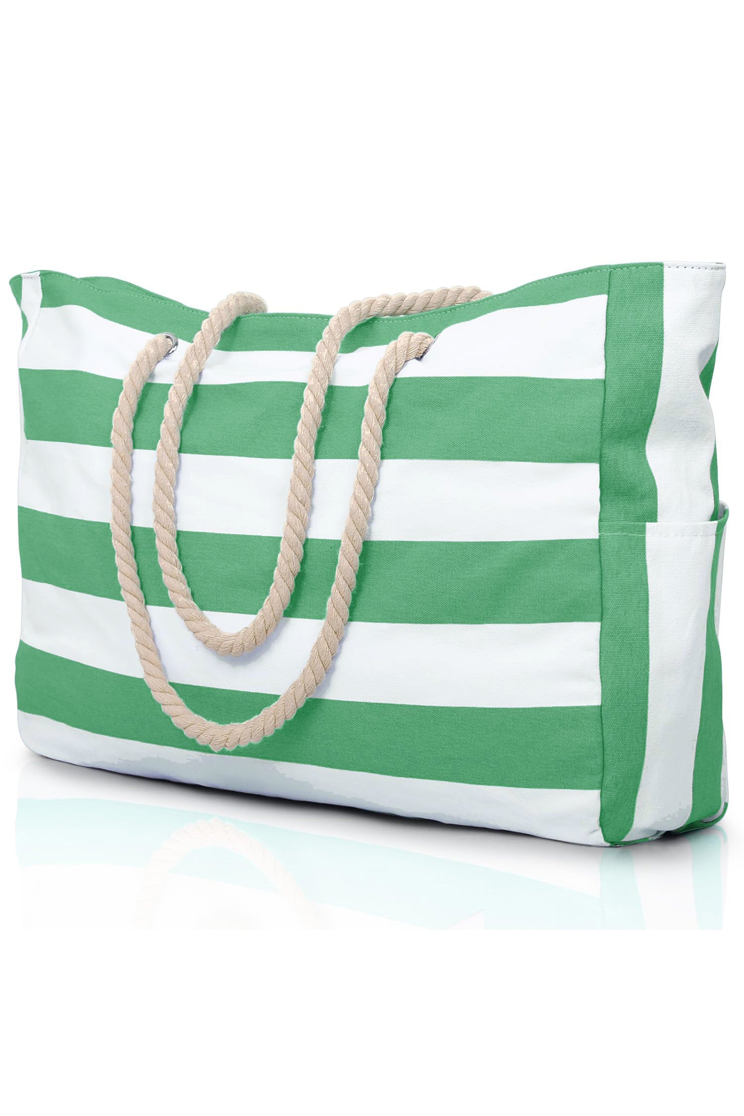 Hellblau gestreifter wasserdichter Canvas große Tragtasche