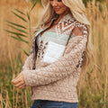 Light French Beige Aztec Quilted Patchwork Western Fashion Jacket - Foto 3