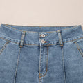 Skymningsblå 2-knapps högmidjade kantkantade bootcut-jeans - Foto 6
