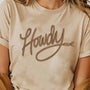 Khaki Howdy Embroidered Graphic Western Tee