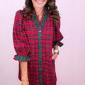 Red Plaid Ruffle Cuff Button Front Pocket Mini Dress - Foto 5