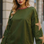 Double Take Star Patched Long Sleeve Sweatshirt