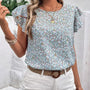 Ditsy Floral Round Neck Cap Sleeve Top