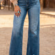 Ashleigh Blauw Hoge Taille Frayed Hem Flare Jeans