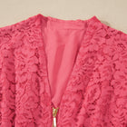 Coral Floral Lace Overlay Zip Up V Neck Smocked Waist Sleeveless Dress - Thumbnail