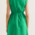 Bright Green Sleeveless Zip Front Scallop Hem Mini Dress - Damesmode Afbeelding 2 - Foto 2