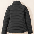 Black Solid Color Quilted Zip-up Puffer Jacket - Damesmode Afbeelding 5 - Foto 5