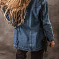 Black Side Pockets Lapel Collar Denim Jacket - Damesmode Afbeelding 5 - Foto 5