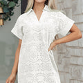 Black Solid Color Eyelet Embroidered T Shirt Mini Dress - Damesmode Afbeelding 6 - Foto 6