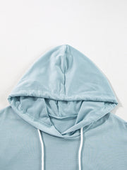 Sudadera sudadera sudadera con sudadera con bajo liso con volantes y ajuste holgado azul islandesa - Miniatuur