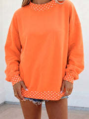 Felpa oversize con borsi contrastanti con colorblock arancione - Miniatuur