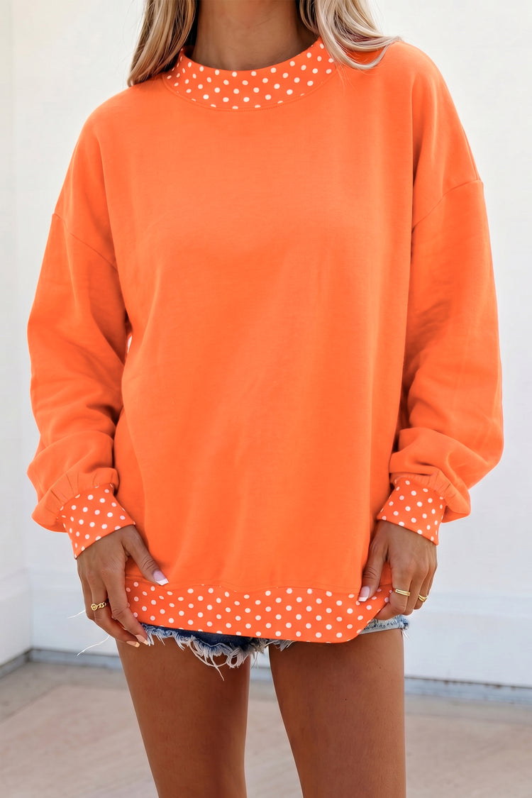 Sudadera oversized con acabado contrastante de lunares naranja - Damesmode