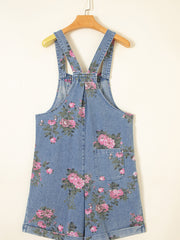 Myosotis Floral Print Denim Shortalls - Miniatuur