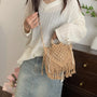 Drawstring Fringe Crochet Bag