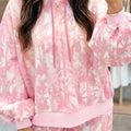 Rosa abstrakt Print locker Hoodie Slim Shorts 2 Stéck Set - Foto 1