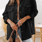 Shacket nero con linguetta con patta solida e bottonata - Damesmode Afbeelding 1 - Thumbnail