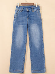 Jeans azzurro cielo con doppia zip e gamba dritta - Miniatuur