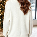 White Christmas Wreath Pattern Round Neck Casual Sweater - Foto 4