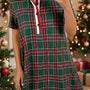 Plaid Button Front Short Sleeve Shift Dress