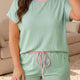 Clearly Aqua Plus Size Rippen-Farbblock-Trim-Kordel-Shorts 2-teiliges Set