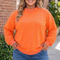 Schmutziger blauer Polka-Dot-Patchwork Rundhals-Pullover in Plus-Size-Größen - Foto 5