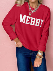 Blackish Green MERRY Letter Pattern Christmas Raglan Sleeve Sweater - Damesmode Afbeelding 7 - Miniatuur