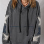 Sweat à capuche vintage Kangaroo Vintage Patchwork Étoile Étoile Gris Carbone