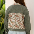 Dearlovers Sage Green Rippen-Retro-Blumen-Patchwork-Shirt-Stil Jacke - Foto 2