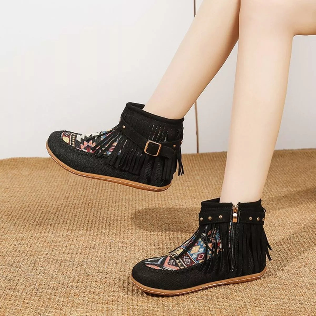 Fringe Side Zipper Ankle Boots - Exklusive Damenmode & Kleidung Kollektion | Redblad Deutschland