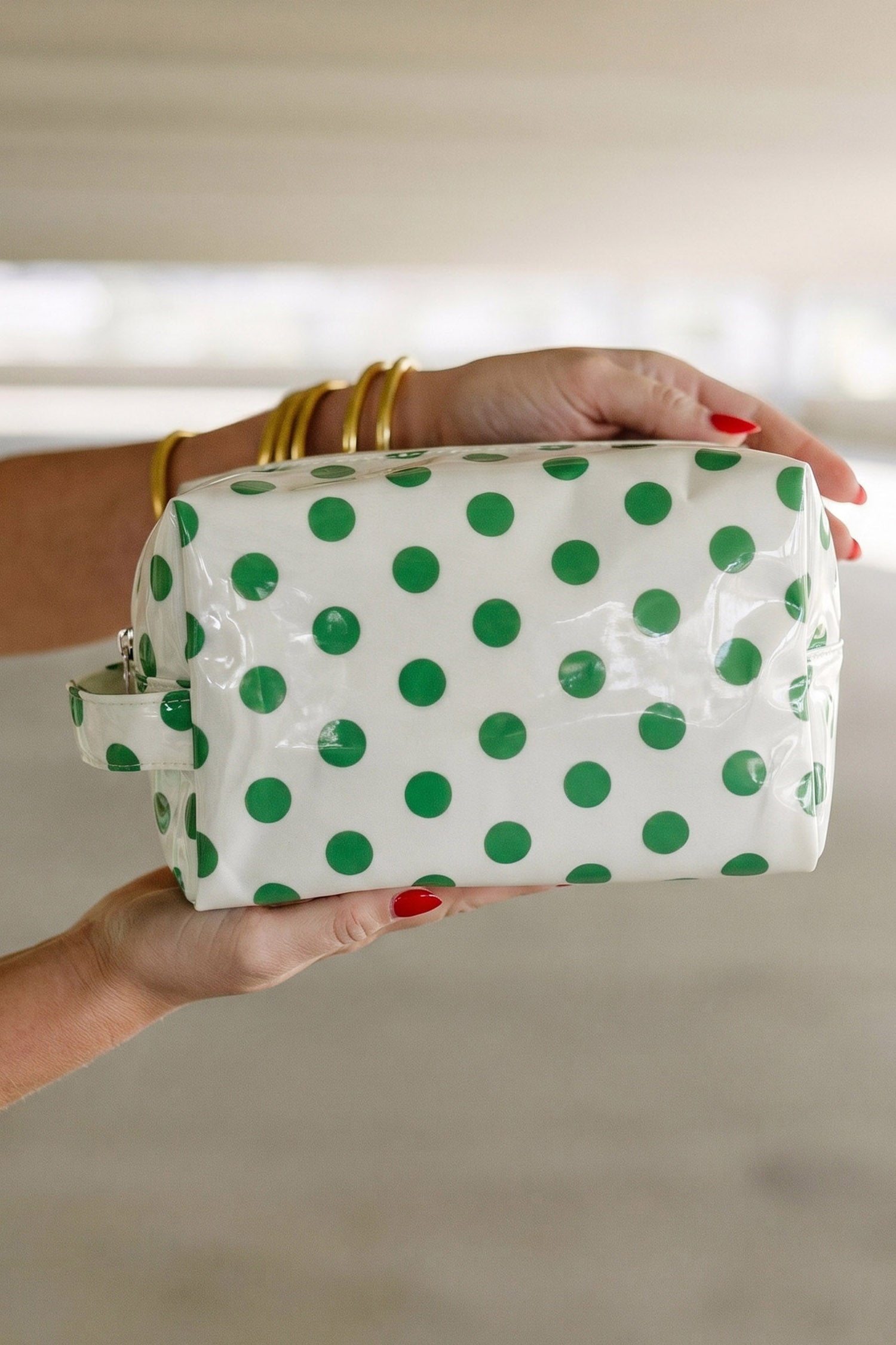 Hellrosa, langlebige PVC-Polka Dot Make-up-Tasche