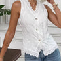 Eyelet Embroidered Button-Front Tank