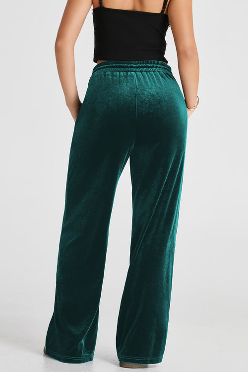 Pantalon à cordon fixe uni, taille à jambes larges - Detail