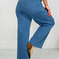 Dusk Blue Retro Washed Patch Pocket Stretchy Jeans - Foto 2