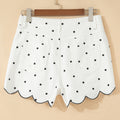Hvide polkadot-mønstrede broderede kammuslingekantede shorts - Foto 6