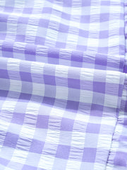 Lavendula Karo-Rüschen Weites Kurzarm-Babydoll-Minikleid - Miniatuur