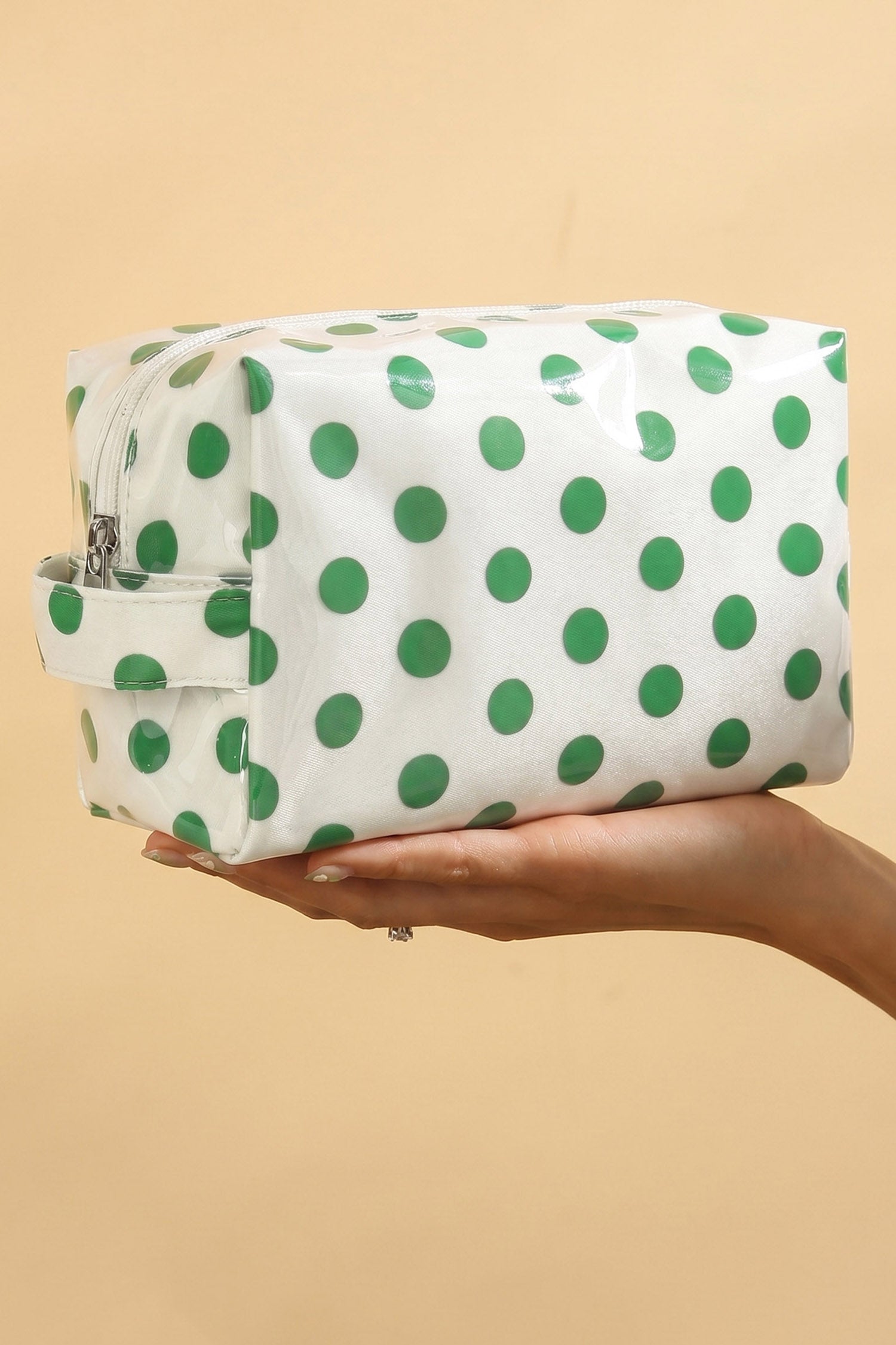 Hellrosa, langlebige PVC-Polka Dot Make-up-Tasche