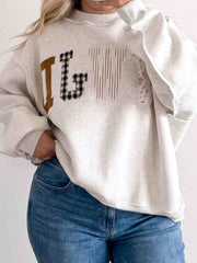 Gray WWJD Mix Pattern Letter Graphic Exposed Seam Loose Plus Size Sweatshirt - Miniatuur