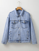 Beau Blue Vintage-Washed Flap Pockets Jeansjacke