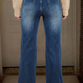 Ashleigh Blue Acid Washed Straight Leg Full Length Casual Jeans - Damesmode Afbeelding 2 - Foto 2