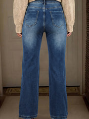 Ashleigh Blue Acid Washed Straight Leg Full Length Casual Jeans – Damesmode Afbeelding 2 - Miniatuur
