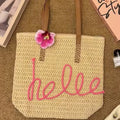 Khaki Hello Boho handgewebte Blumenakzent-Reise-Tasche - Foto 3