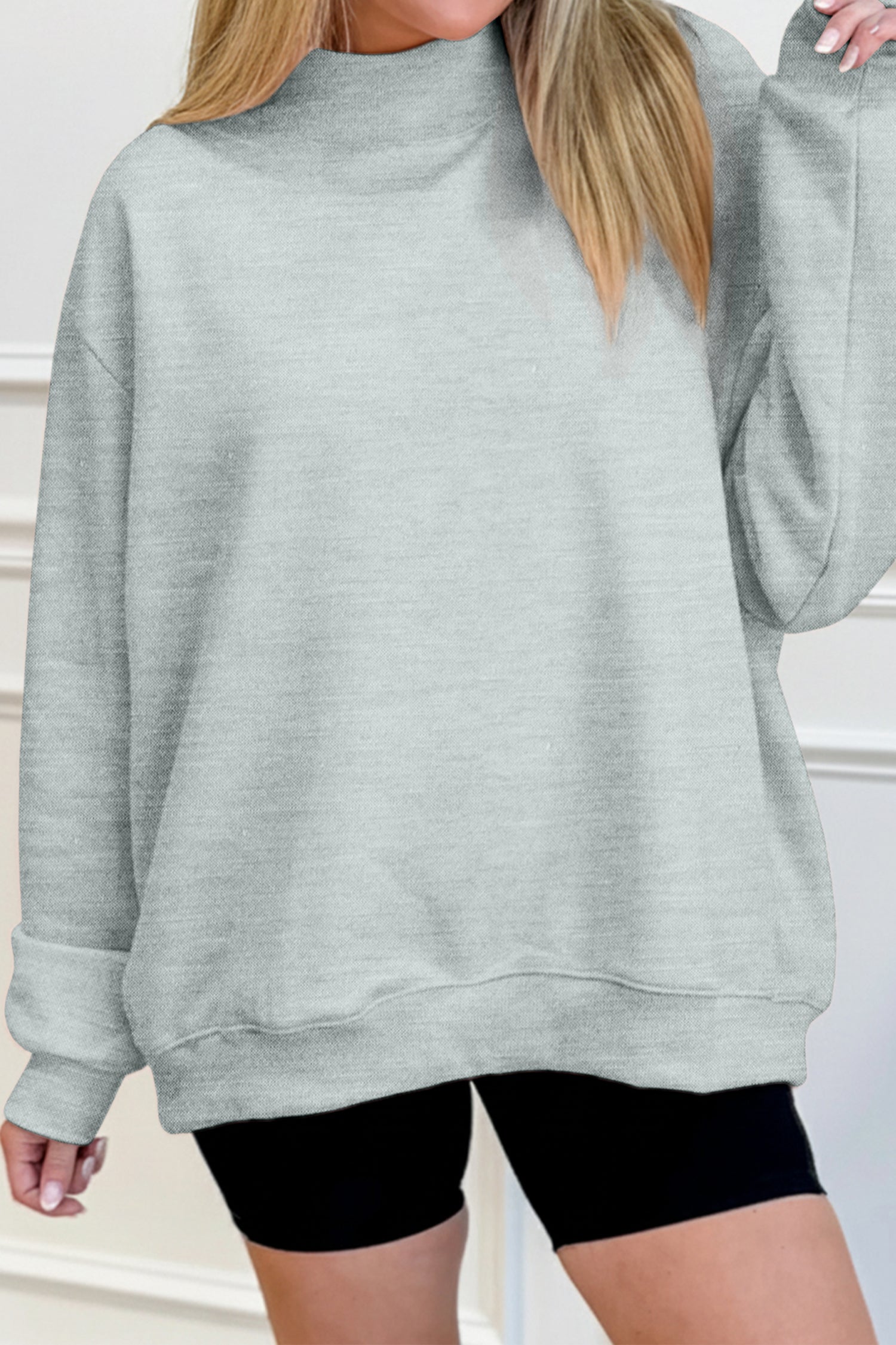 Grå ensfarvet oversized mock neck sweatshirt