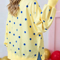 Gelber Polka-Dot-Pullover mit langärmligem Split-Hem-Pullover - Foto 2