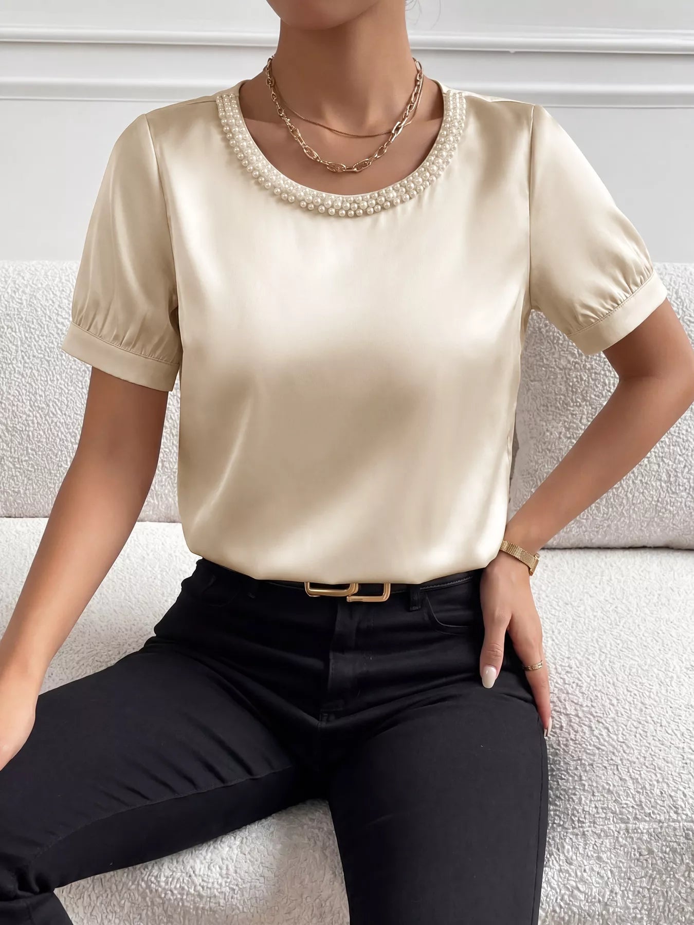 Pearl Trim Satin Bodysuit - Luxe Damesmode & Kleding Collectie | Redblad Nederland