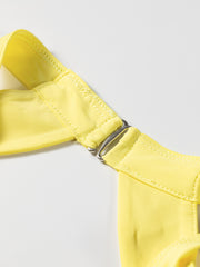 Yellow Cream Daring Back Cutout Active Mini Dress with Shorts - Miniatuur