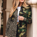 Brown Leopard Camo Patchwork Oversize Shacket - Damesmode Afbeelding 3 - Foto 3