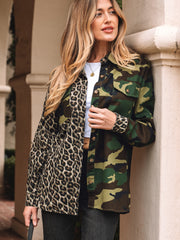 Brown Leopard Camo Patchwork Oversize Shacket - Women's Fashion Image 3 - Miniatuur